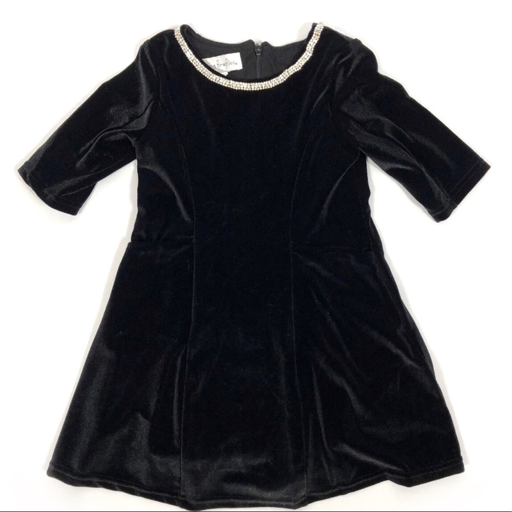 NWT Black Velvet Rhinestone Neckline Dress Size 4